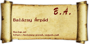 Balázsy Árpád névjegykártya