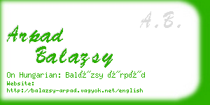 arpad balazsy business card